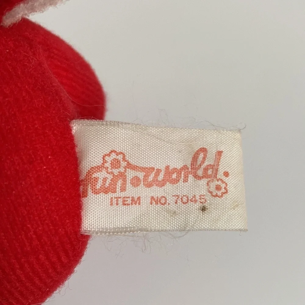Vintage Fun World, Inc. Taiwan stuffed red reindeer white spots Christmas